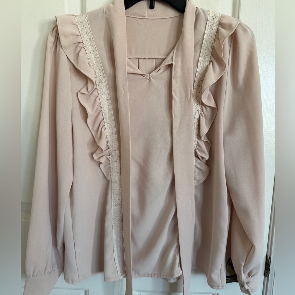Ruffled Blouse with Lace Trim